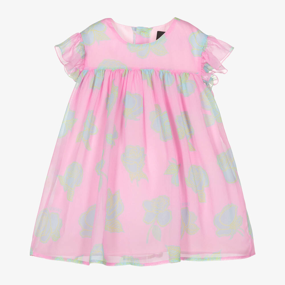 Versace-Girls Pink Georgette Silk Dress | Childrensalon Outlet