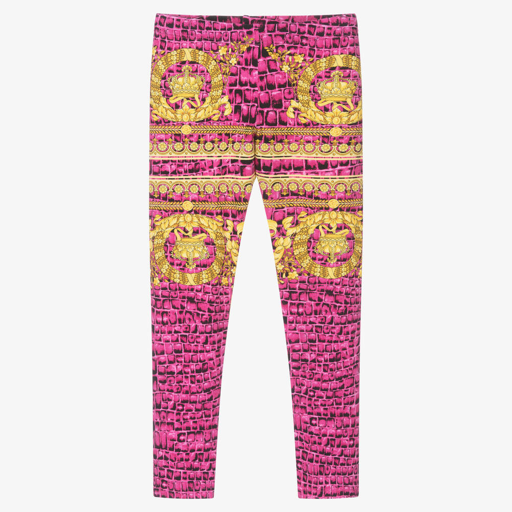 Versace - Legging rose et doré Barocco fille | Childrensalon