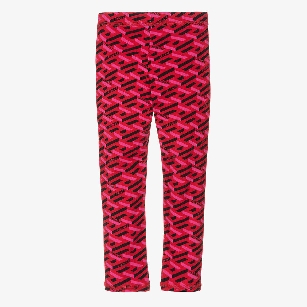 Versace-Розовые легинсы с принтом Greca для девочек | Childrensalon Outlet