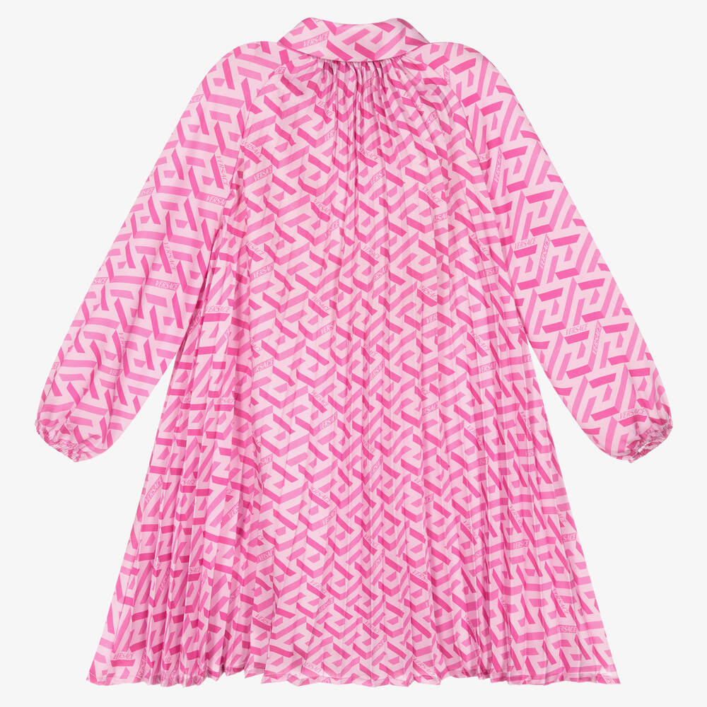 Versace-فستان شيفون لون زهري بنقشة غريسا | Childrensalon Outlet