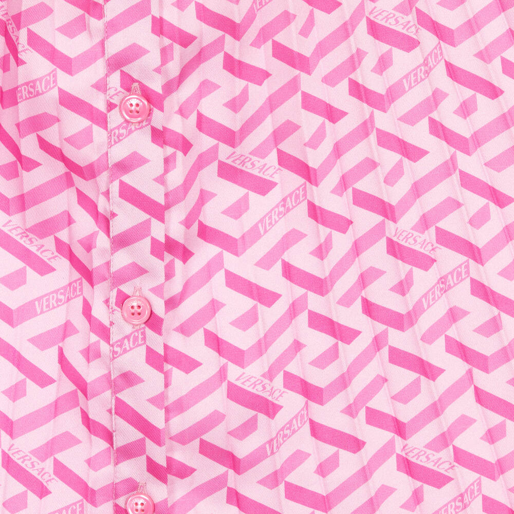 Versace-فستان شيفون لون زهري بنقشة غريسا | Childrensalon Outlet