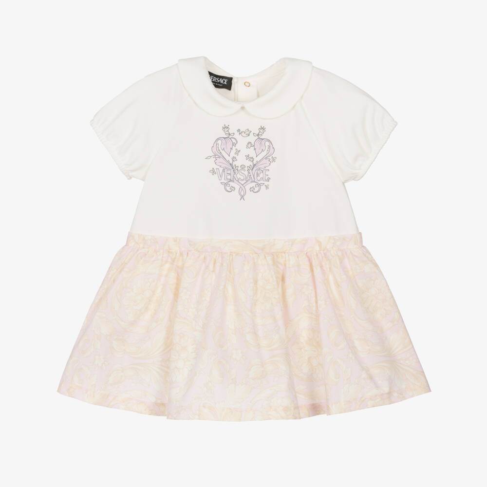 Versace-Girls Pink & Ivory Baroque Dress | Childrensalon Outlet
