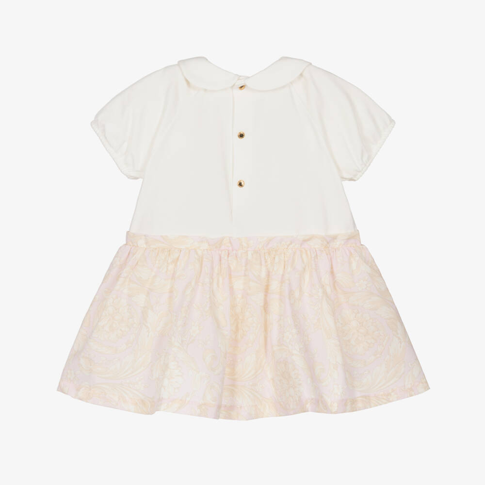 Versace-Girls Pink & Ivory Baroque Dress | Childrensalon Outlet