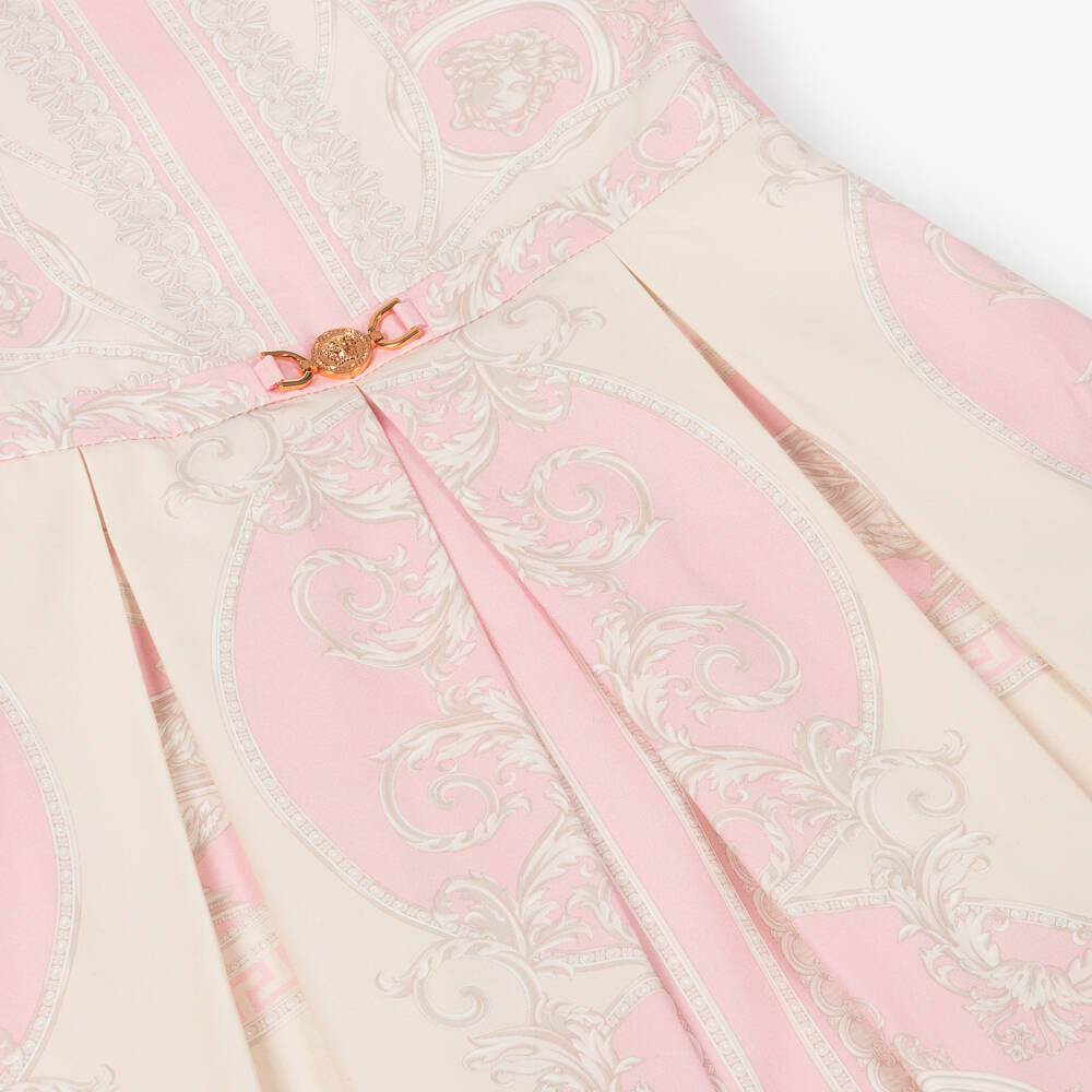 Versace-Girls Pink & Ivory Baroque Poplin Dress | Childrensalon Outlet