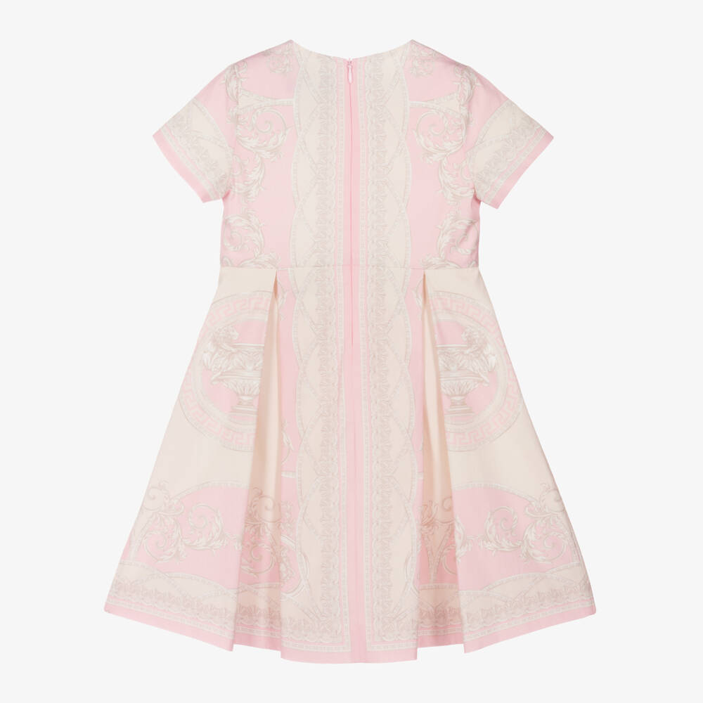 Versace-Girls Pink & Ivory Baroque Poplin Dress | Childrensalon Outlet