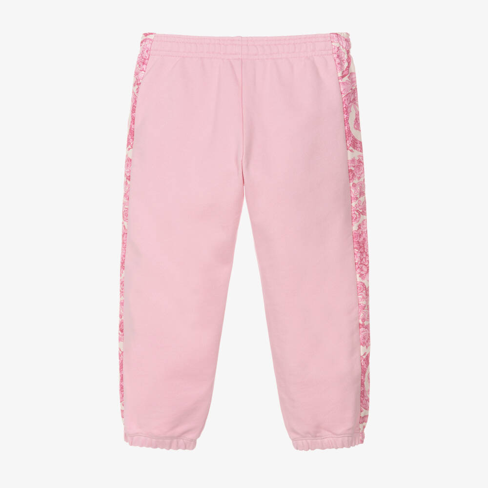 Versace-Girls Pink Joggers with Barocco Accents | Childrensalon Outlet