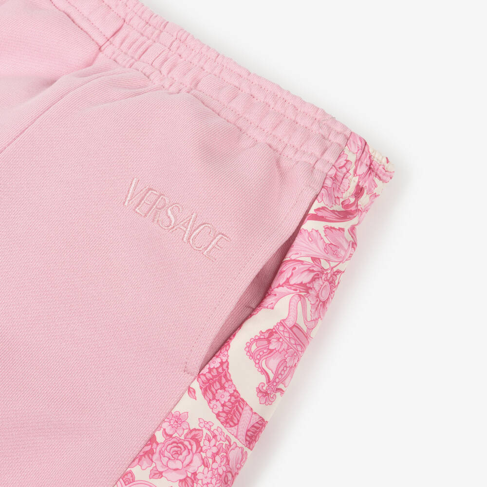 Versace-Girls Pink Joggers with Barocco Accents | Childrensalon Outlet