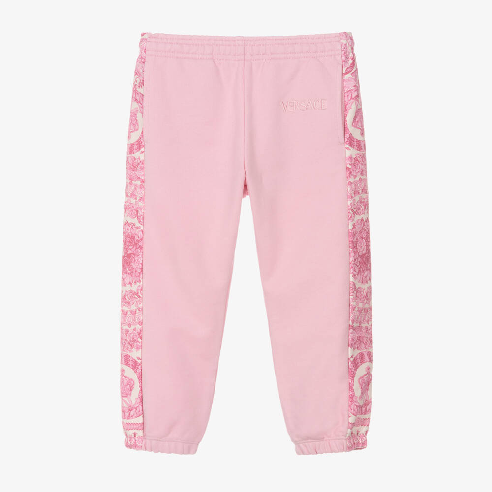 Versace-Girls Pink Joggers with Barocco Accents | Childrensalon Outlet