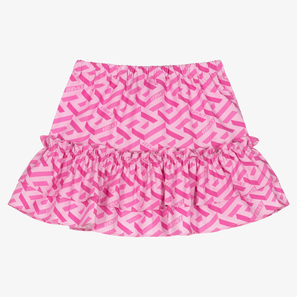 Versace - Розовая юбка с принтом La Greca | Childrensalon
