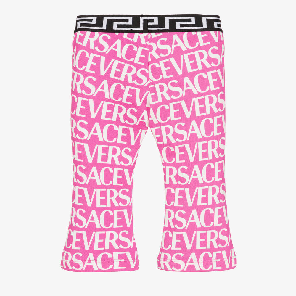 Versace Girls Pink Logo Print Trousers