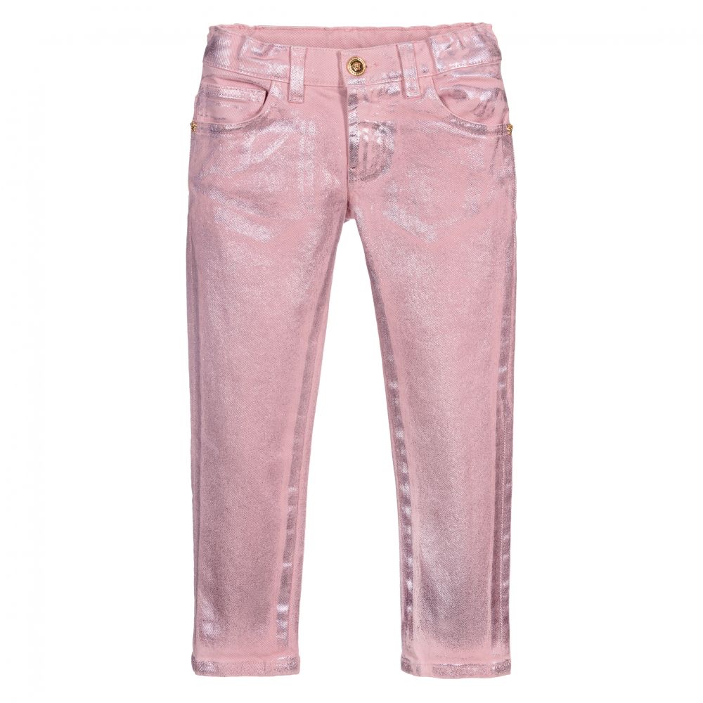Versace - Girls Pink Metallic Jeans | Childrensalon