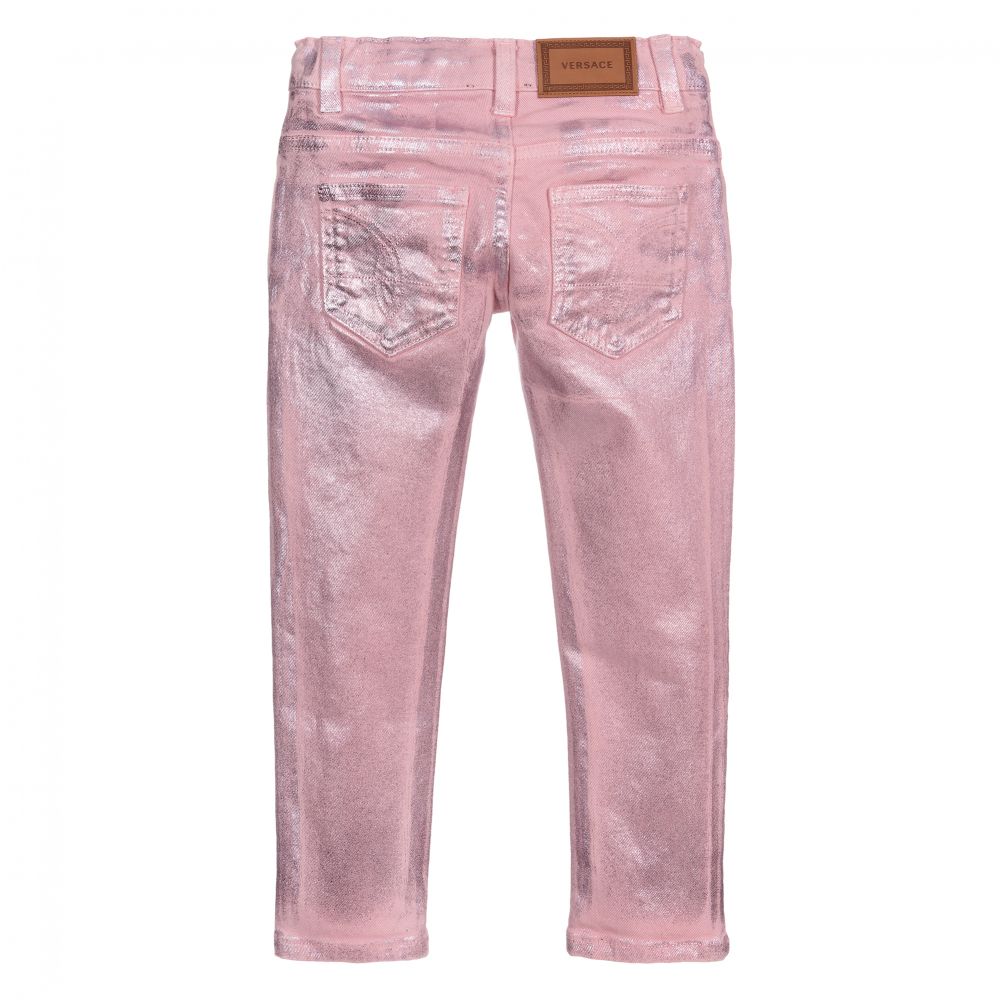 Versace - Girls Pink Metallic Jeans | Childrensalon Outlet