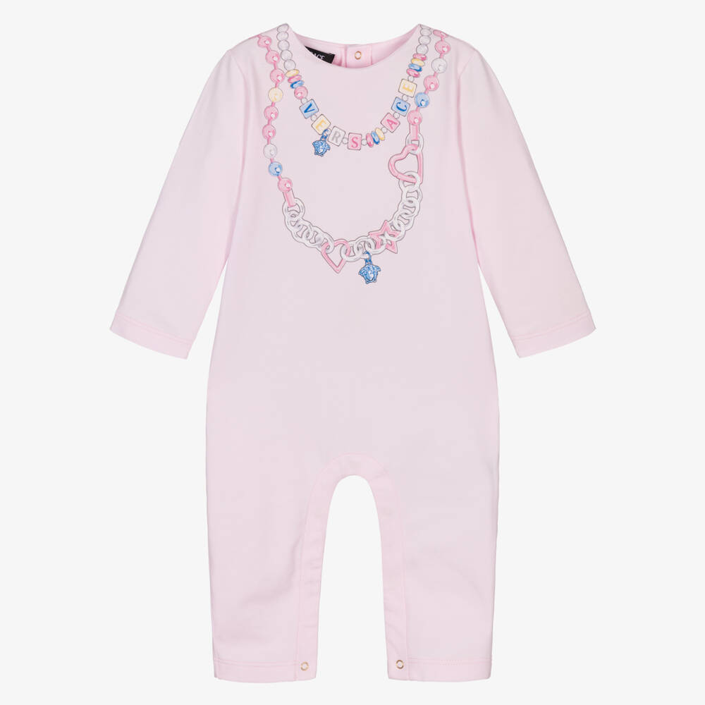 Versace-لباس أطفال وردي للبنات بطبعة عقد | Childrensalon Outlet