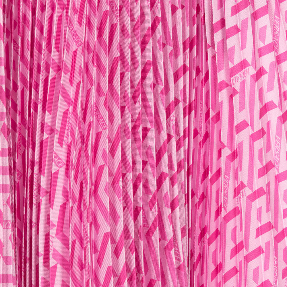 Versace-Розовая плиссированная юбка с принтом Greca | Childrensalon Outlet