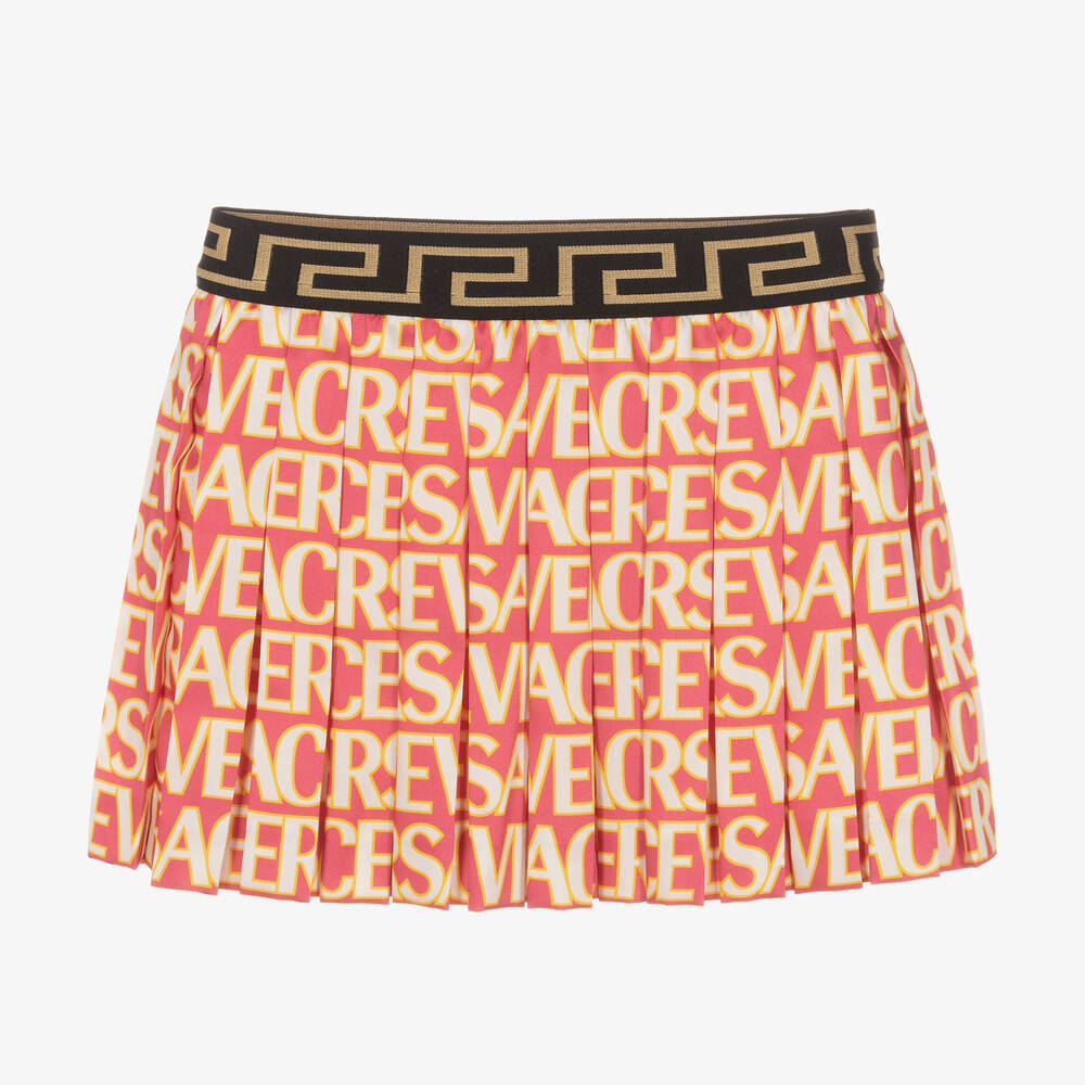 Versace - تنورة بكسرات تويل  لون زهري | Childrensalon