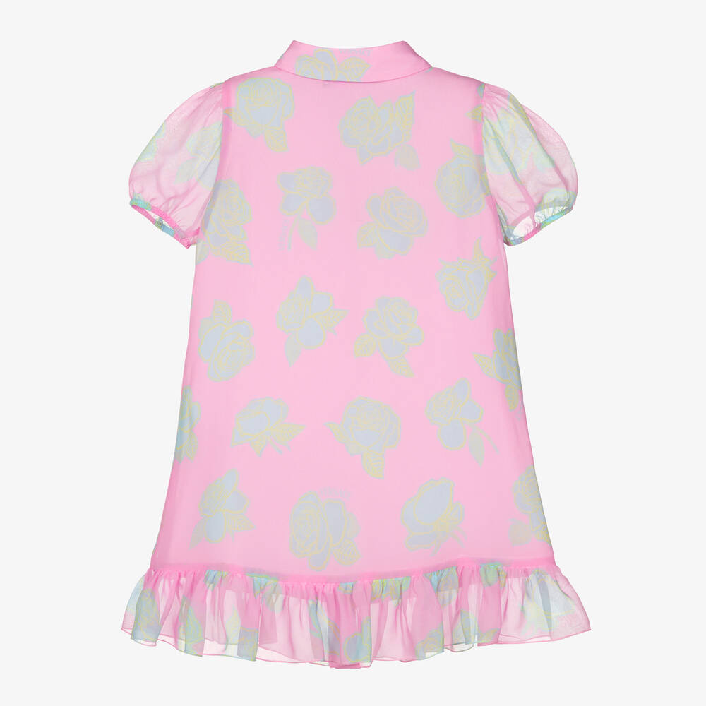 Versace-Girls Pink Rose Silk Dress | Childrensalon Outlet