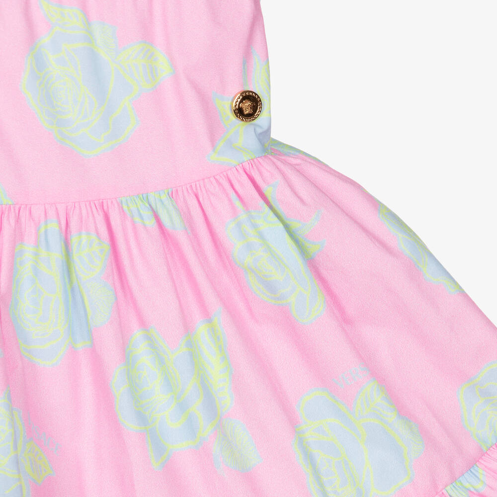 Versace-Girls Pink Rose Tiered Cotton Skirt | Childrensalon Outlet