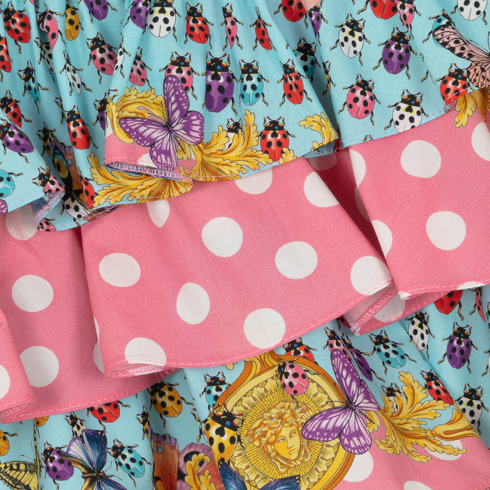 Versace-Girls Pink Ruffled Polka Dot Skirt | Childrensalon Outlet