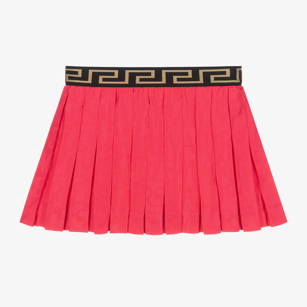 Versace-Girls Pink Satin Pleated Skirt | Childrensalon Outlet