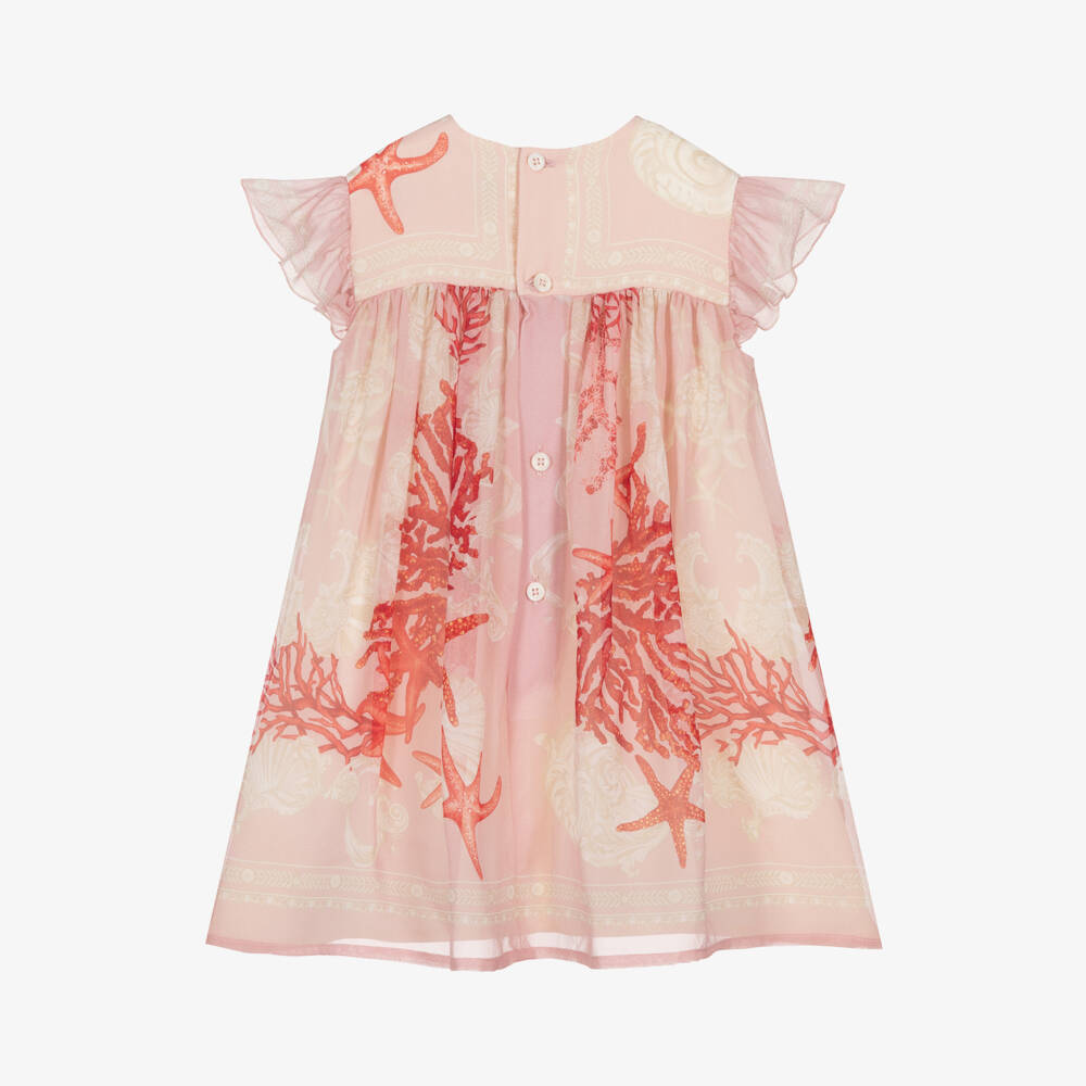 Versace-Girls Pink Silk Coral Dress | Childrensalon Outlet