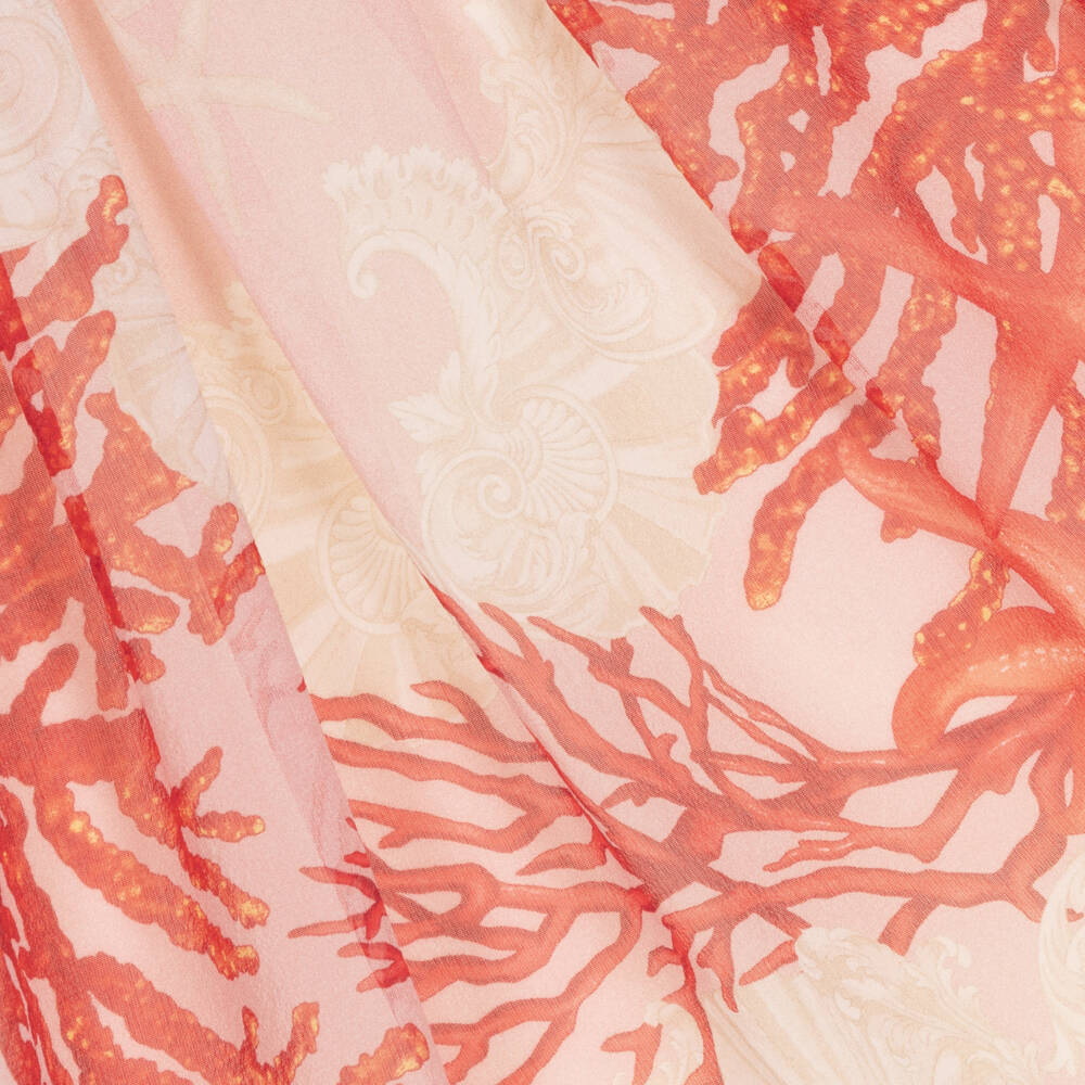 Versace-Girls Pink Silk Coral Dress | Childrensalon Outlet