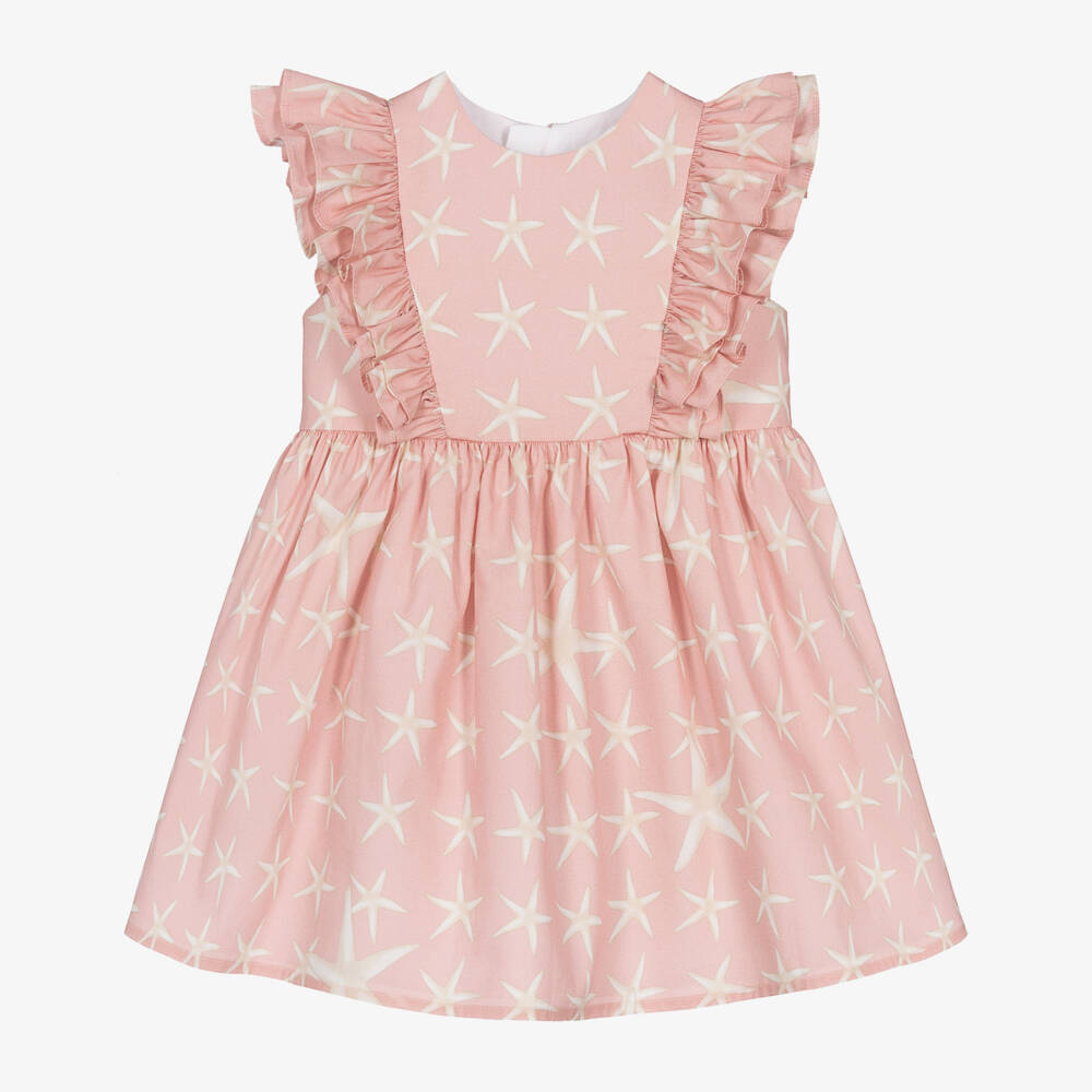 Versace-Girls Pink Starfish Cotton Dress | Childrensalon Outlet
