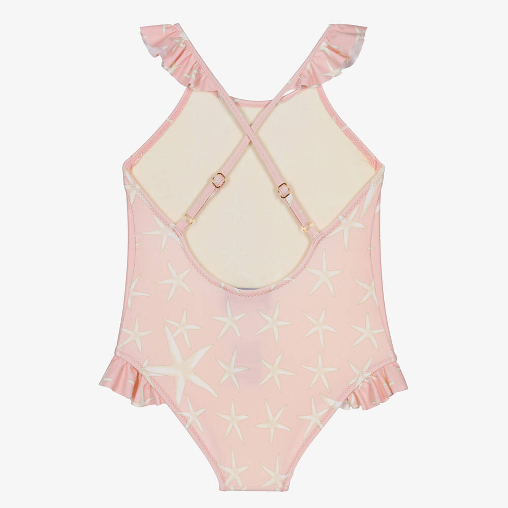 Versace-Girls Pink Starfish Pattern Swimsuit | Childrensalon Outlet