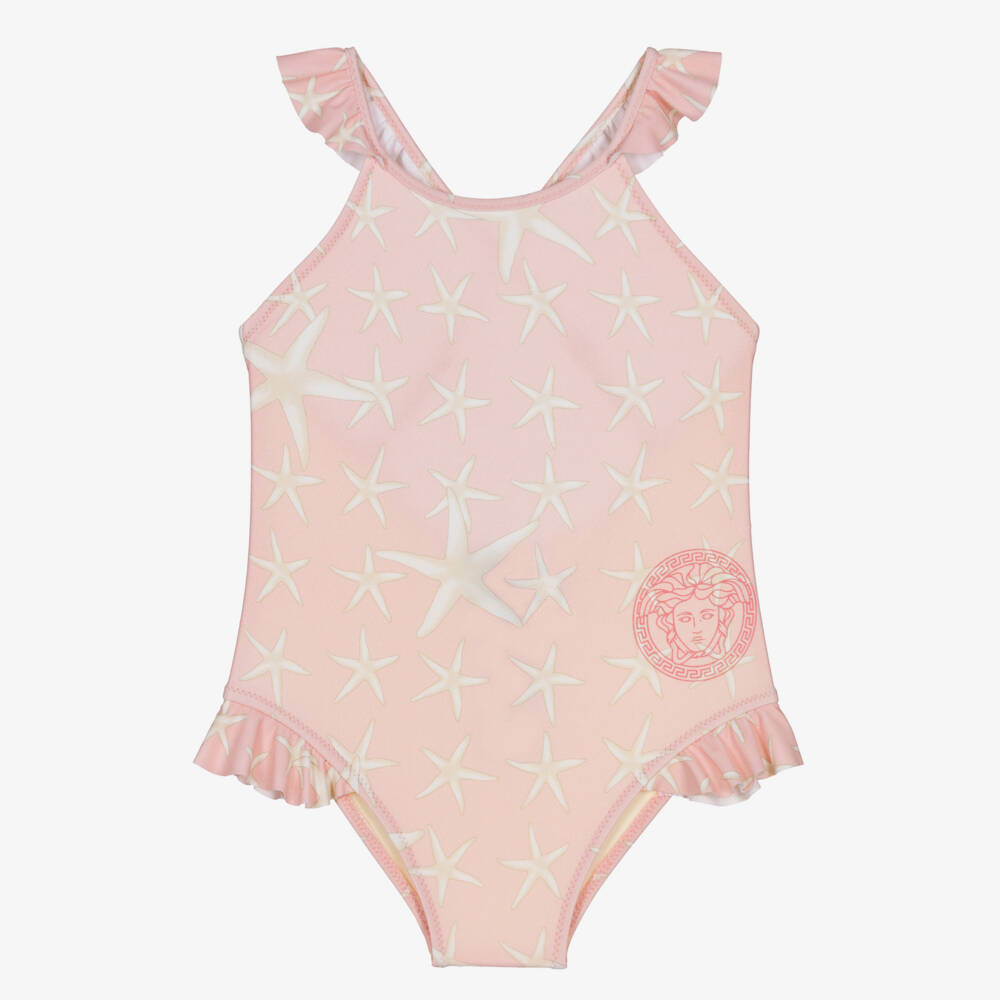 Versace-Girls Pink Starfish Pattern Swimsuit | Childrensalon Outlet