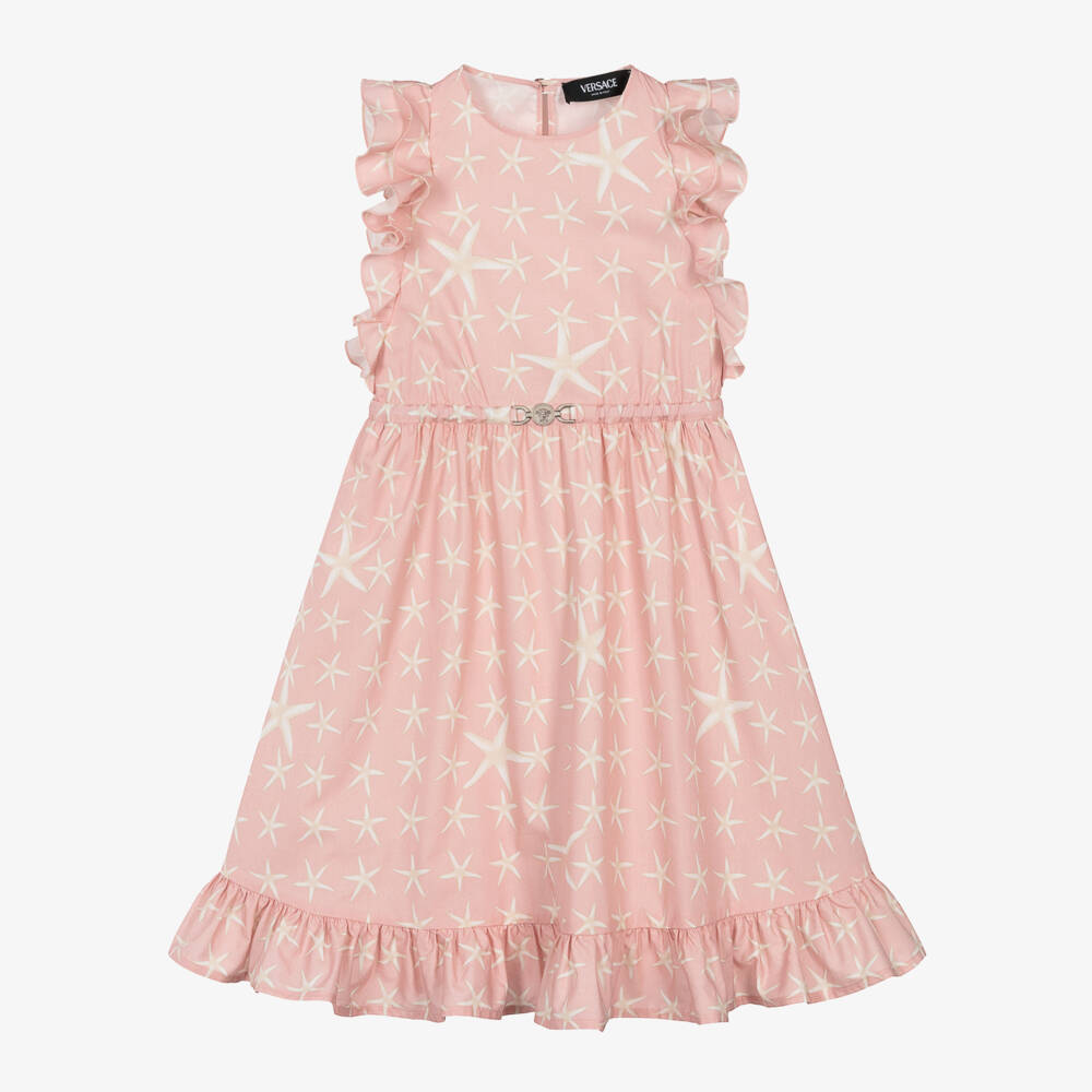 Versace-Girls Pink Starfish Print Dress | Childrensalon Outlet