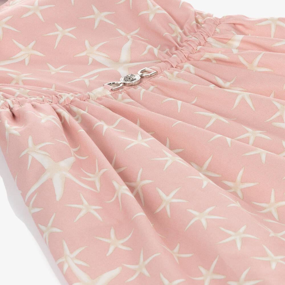 Versace-Розовое платье из хлопка с морскими звездами | Childrensalon Outlet