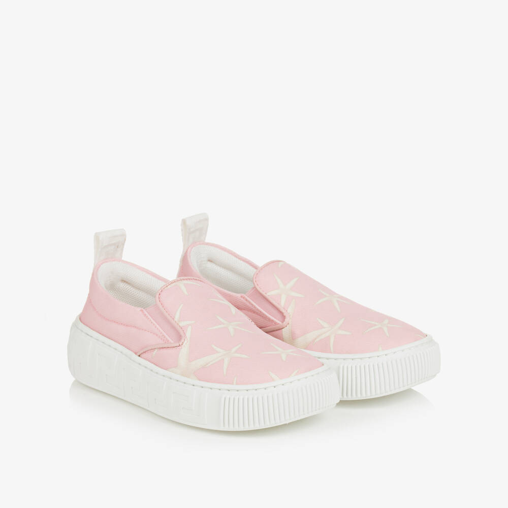 Versace-Girls Pink Starfish Print Slip-On Shoes | Childrensalon Outlet