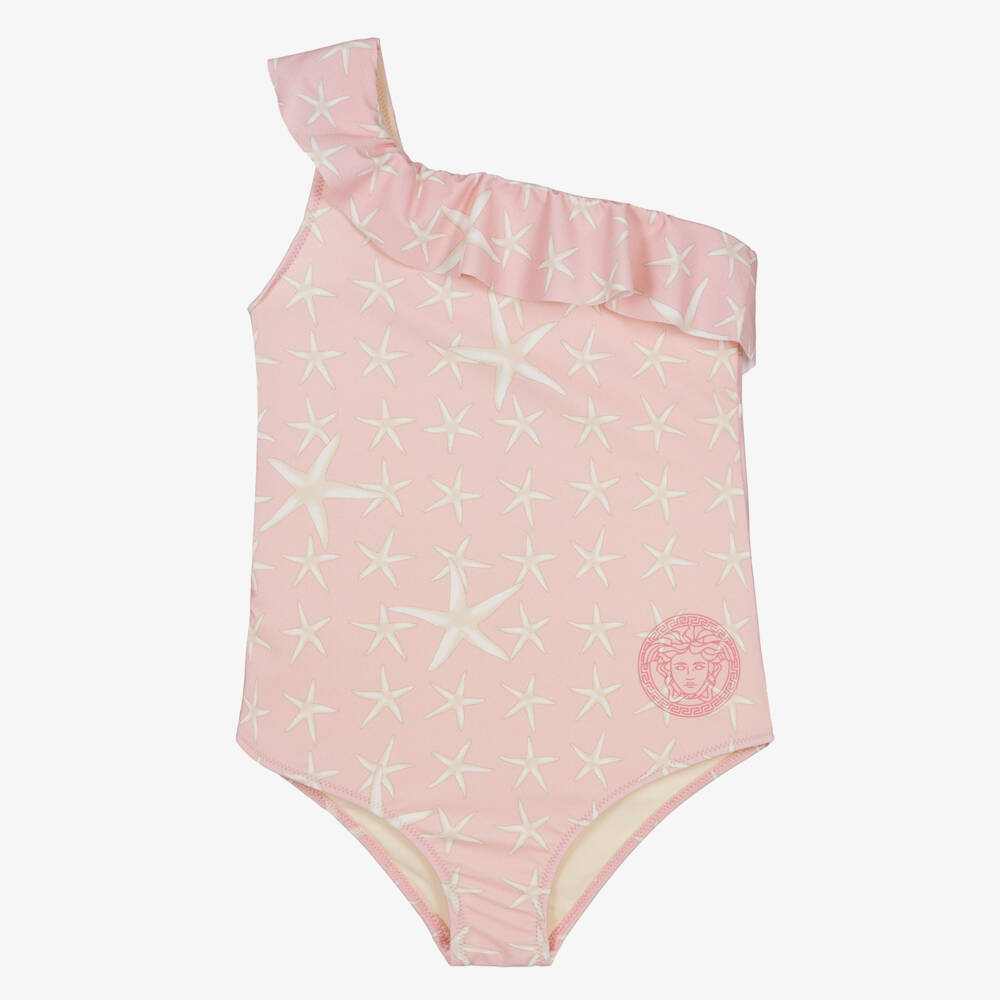 Versace-Girls Pink Starfish Ruffle Swimsuit | Childrensalon Outlet