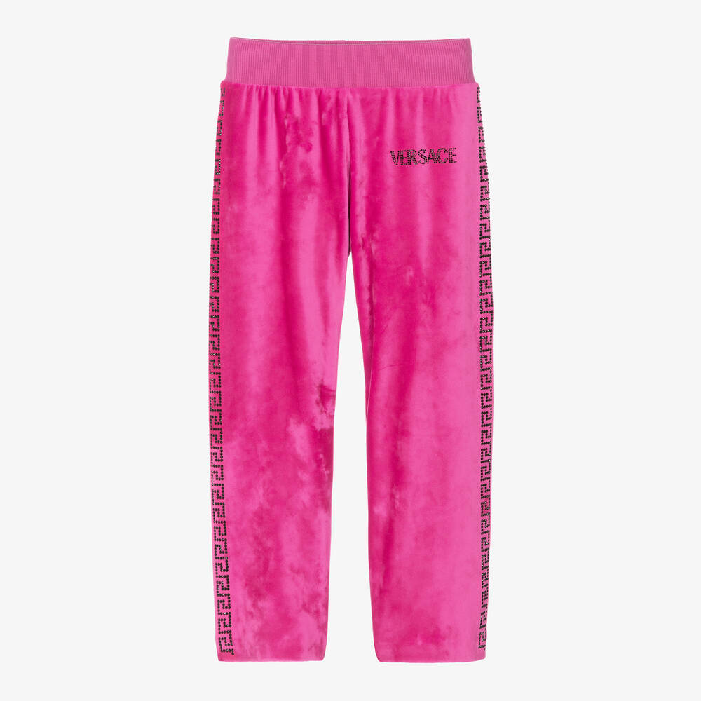 Versace - Girls Pink Velour Joggers | Childrensalon