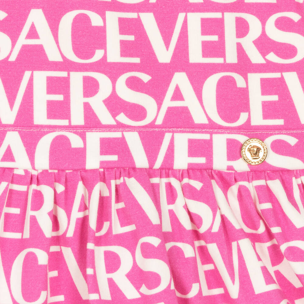 Versace Girls Pink Versace On Repeat Print Dress Childrensalon Outlet