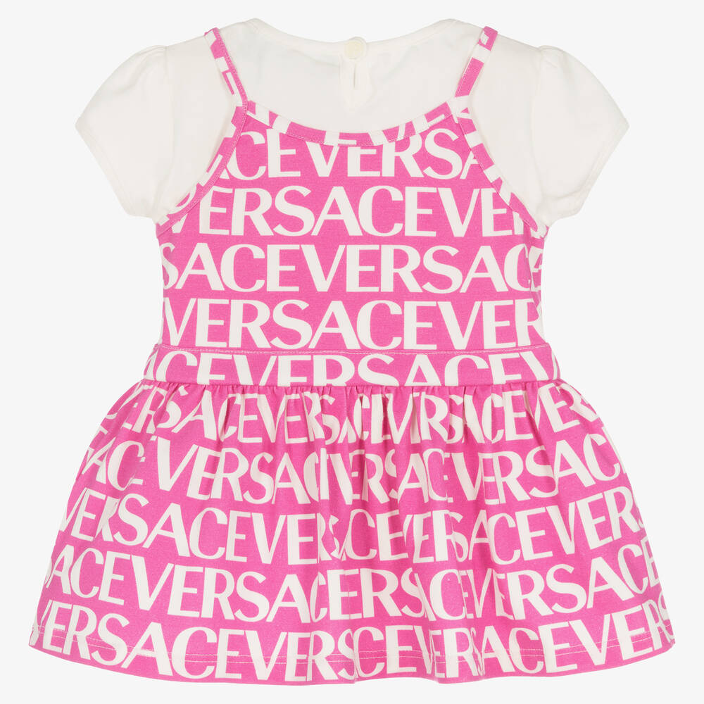 Versace Girls Pink Versace On Repeat Print Dress Childrensalon Outlet