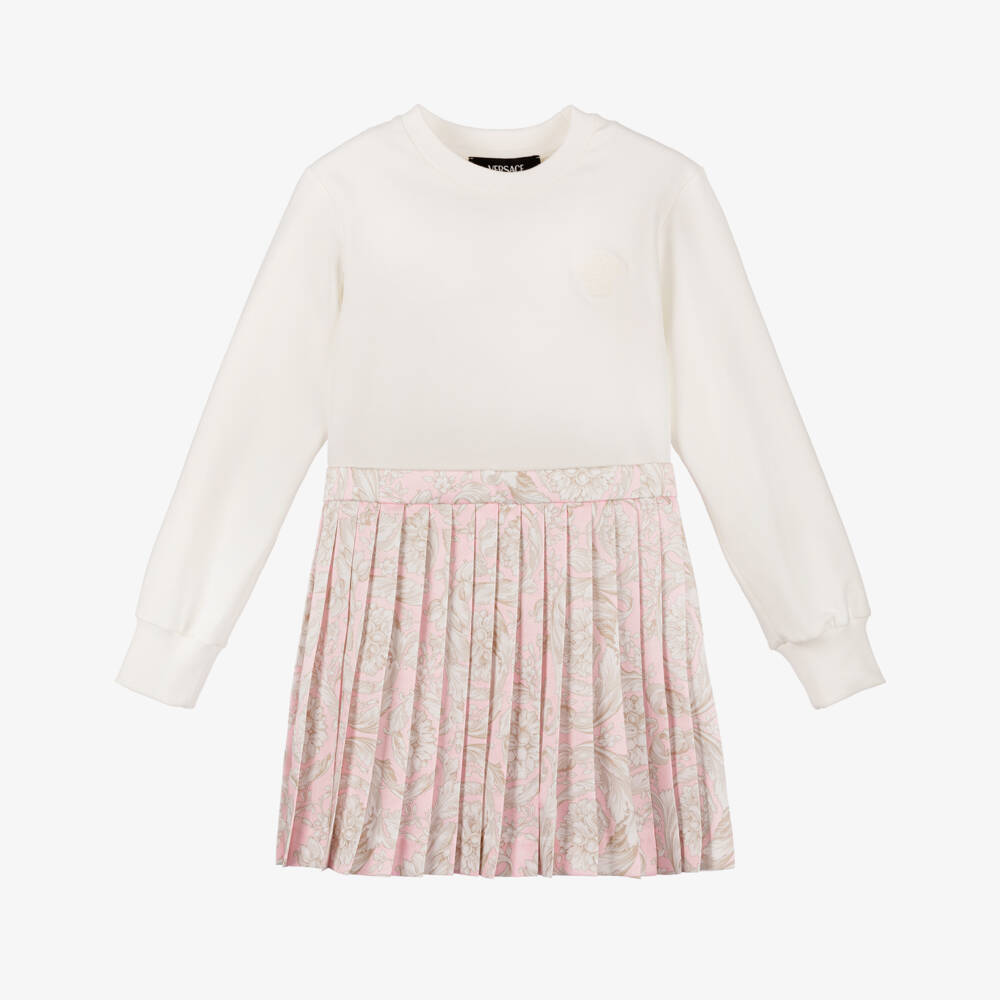 Versace-Платье Медуза розово-белое для девочек | Childrensalon Outlet