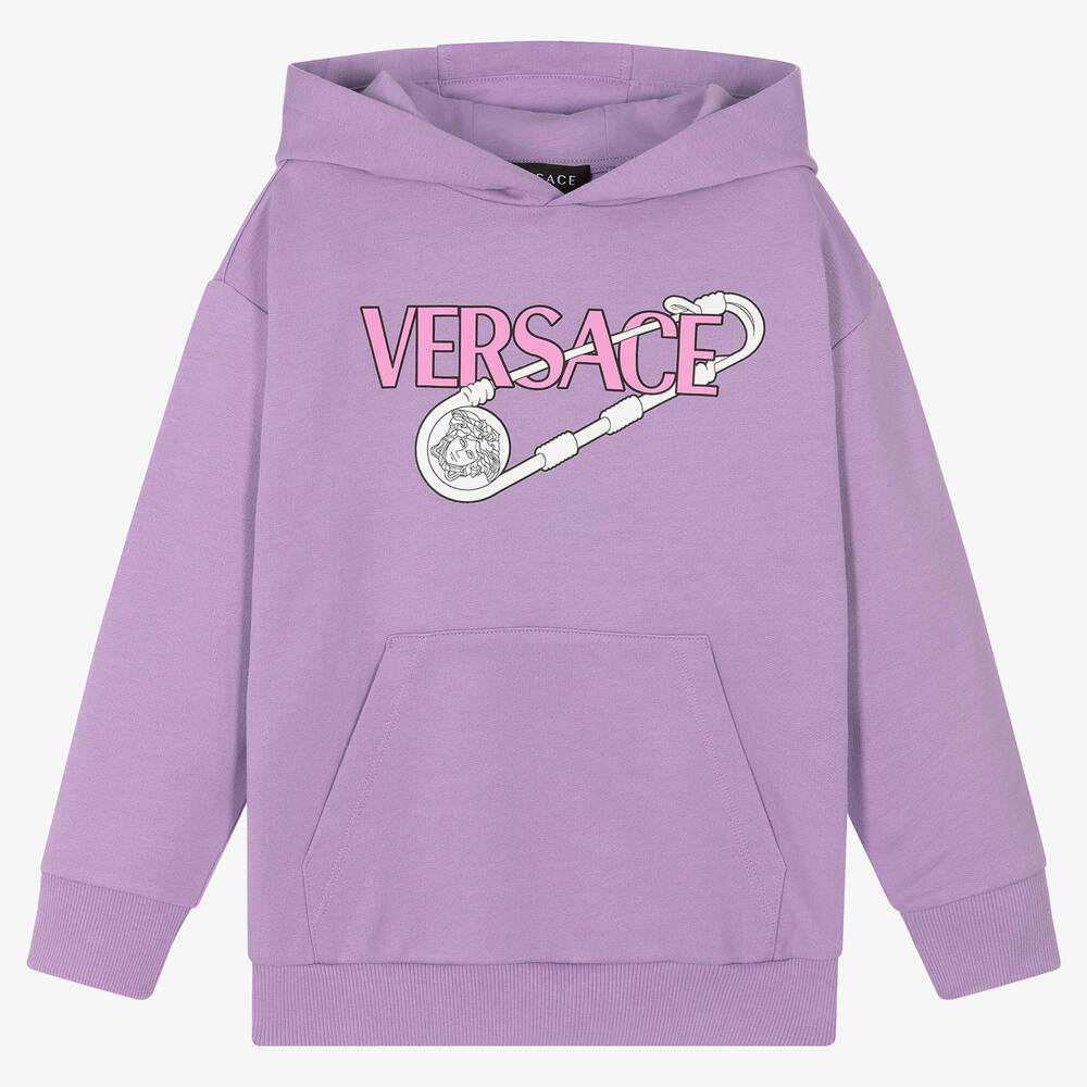 Versace - Sweat à capuche violet fille | Childrensalon