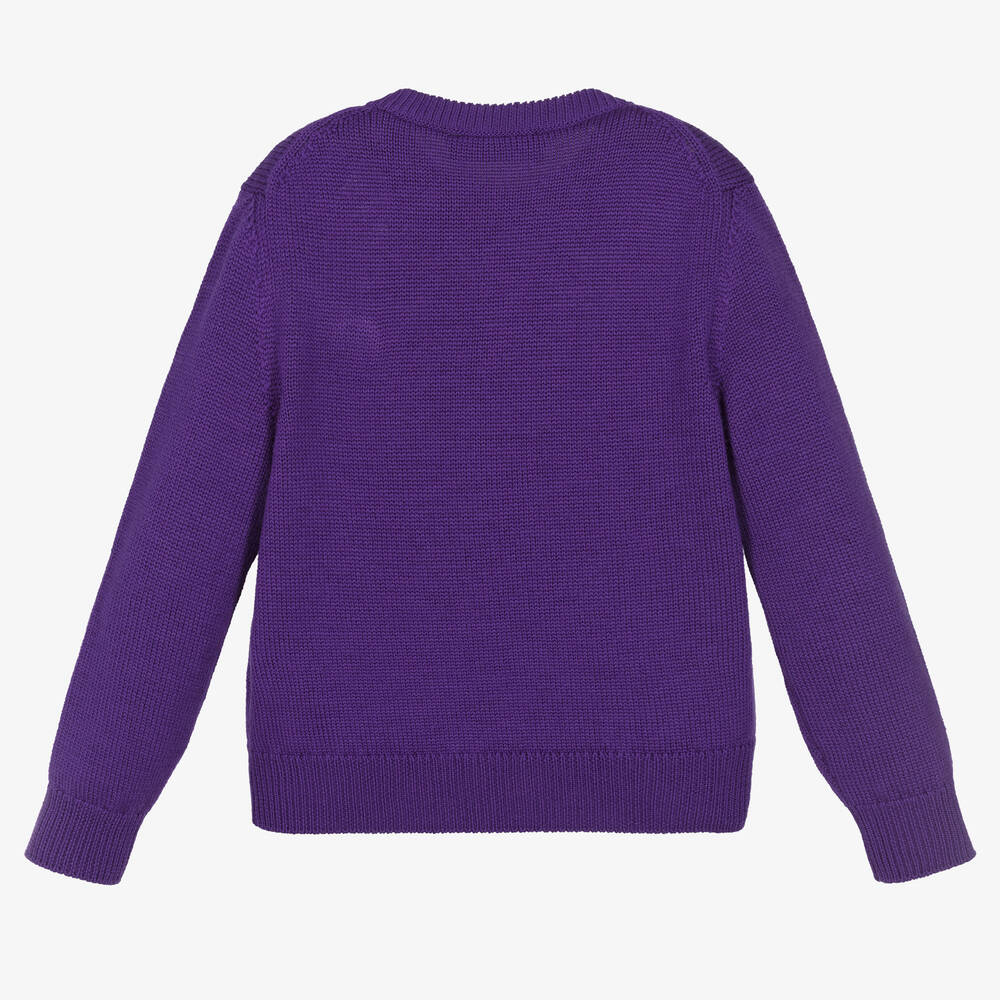 Versace - Girls Purple Wool Medusa Sweater | Childrensalon