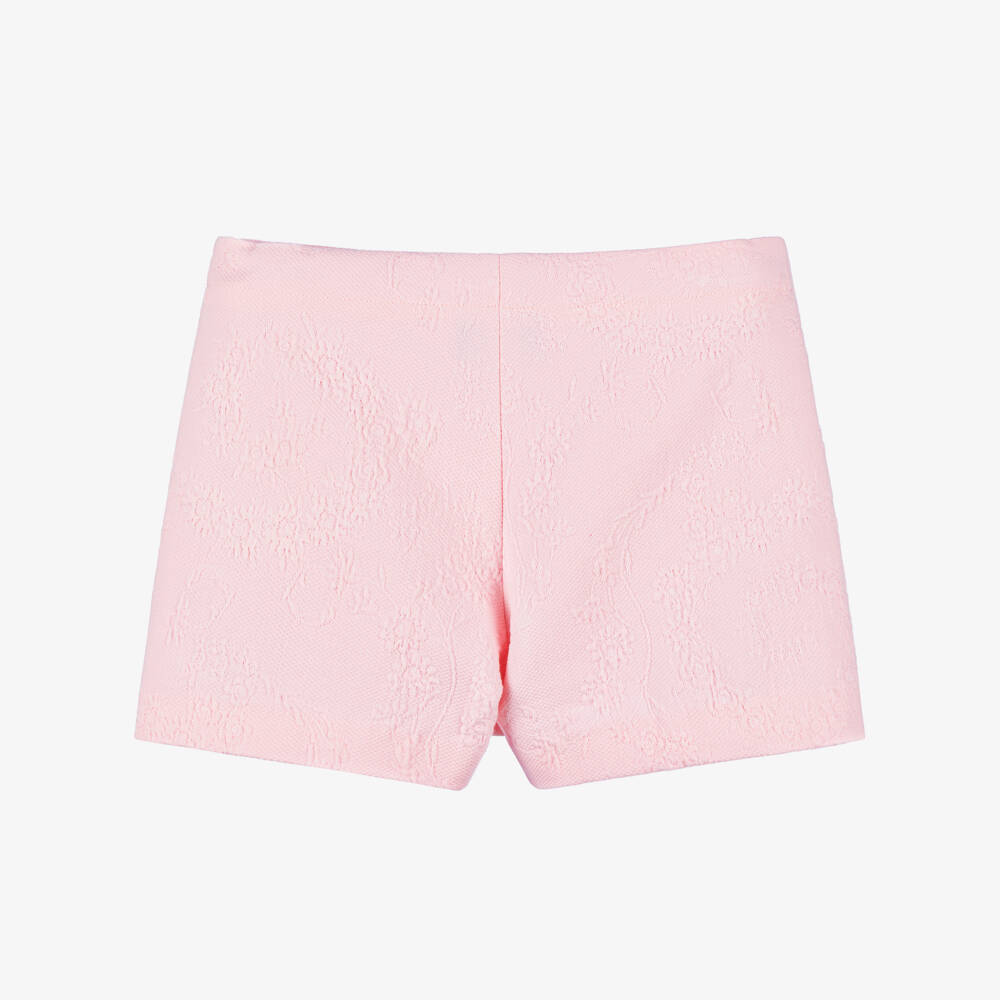 Versace-تنورة شورت بناتي جاكار وردي مزهر | Childrensalon Outlet