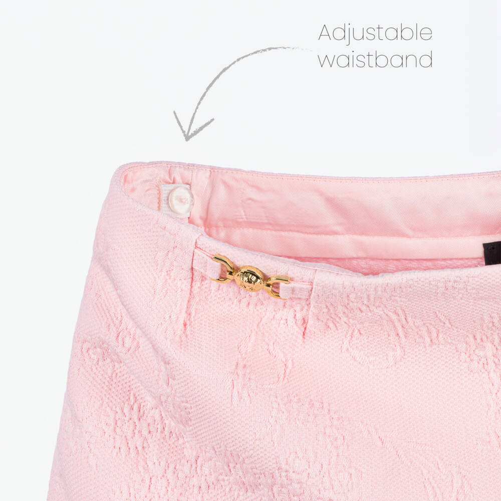 Versace-تنورة شورت بناتي جاكار وردي مزهر | Childrensalon Outlet