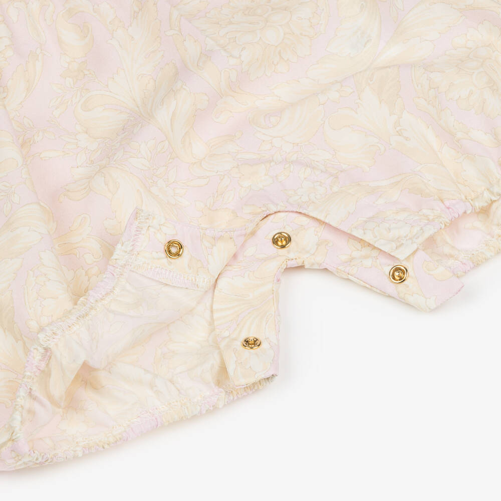 Versace-Girls' Rosy Baroque Cotton Romper | Childrensalon Outlet