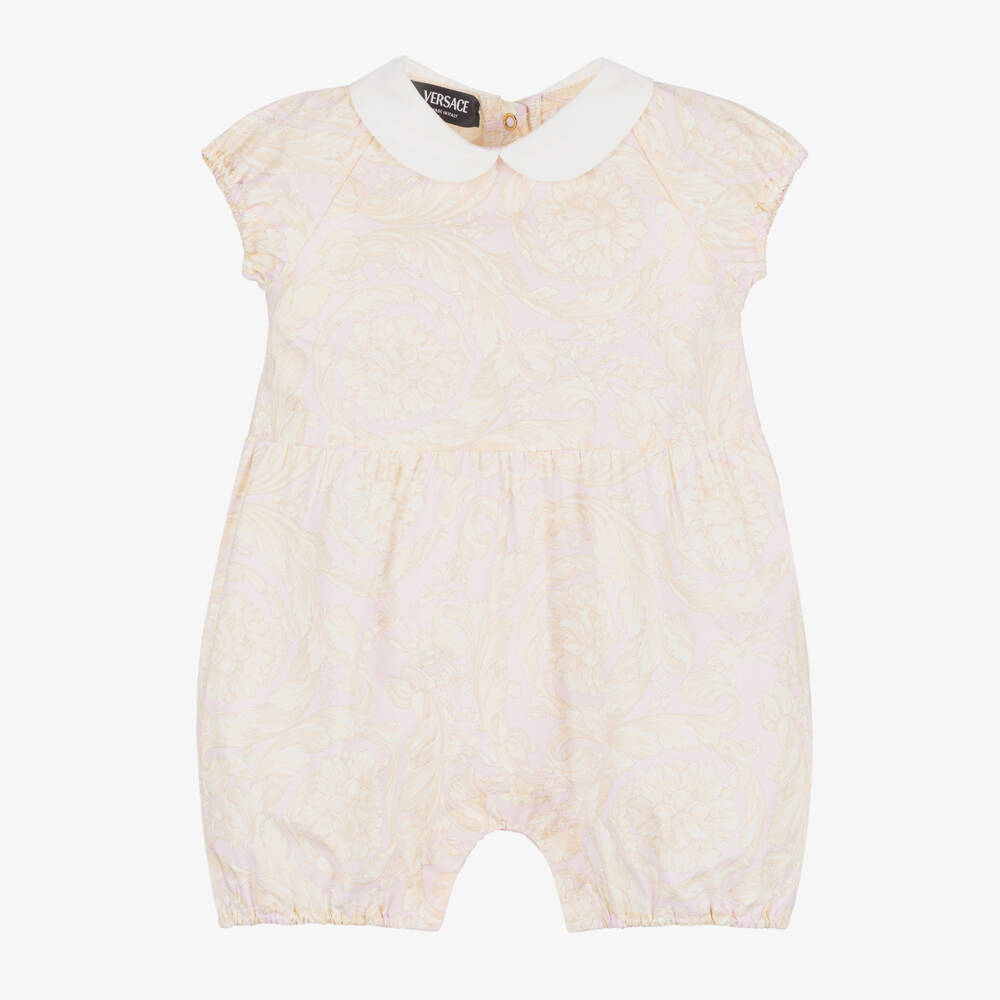Versace-جمبسوت قطن باروك وردي للبنات | Childrensalon Outlet