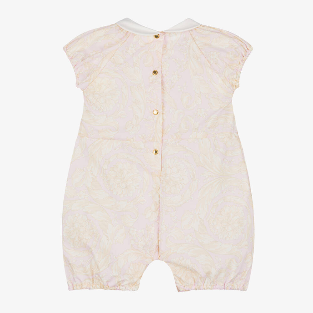 Versace-Girls' Rosy Baroque Cotton Romper | Childrensalon Outlet