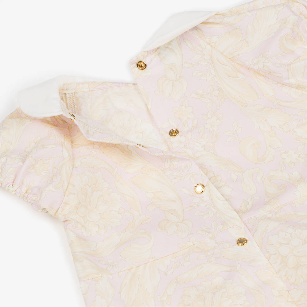 Versace-Girls' Rosy Baroque Cotton Romper | Childrensalon Outlet