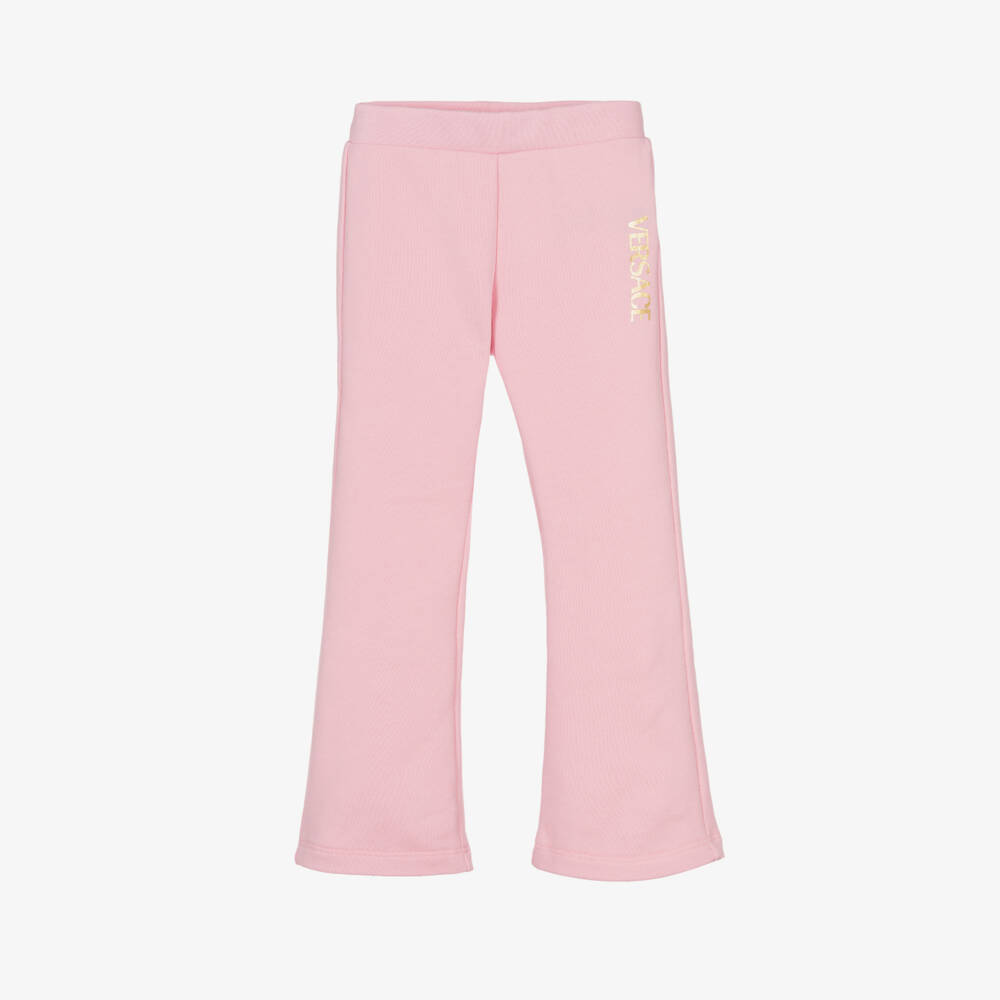 Versace-Розовые хлопковые брюки-клёш для девочек | Childrensalon Outlet