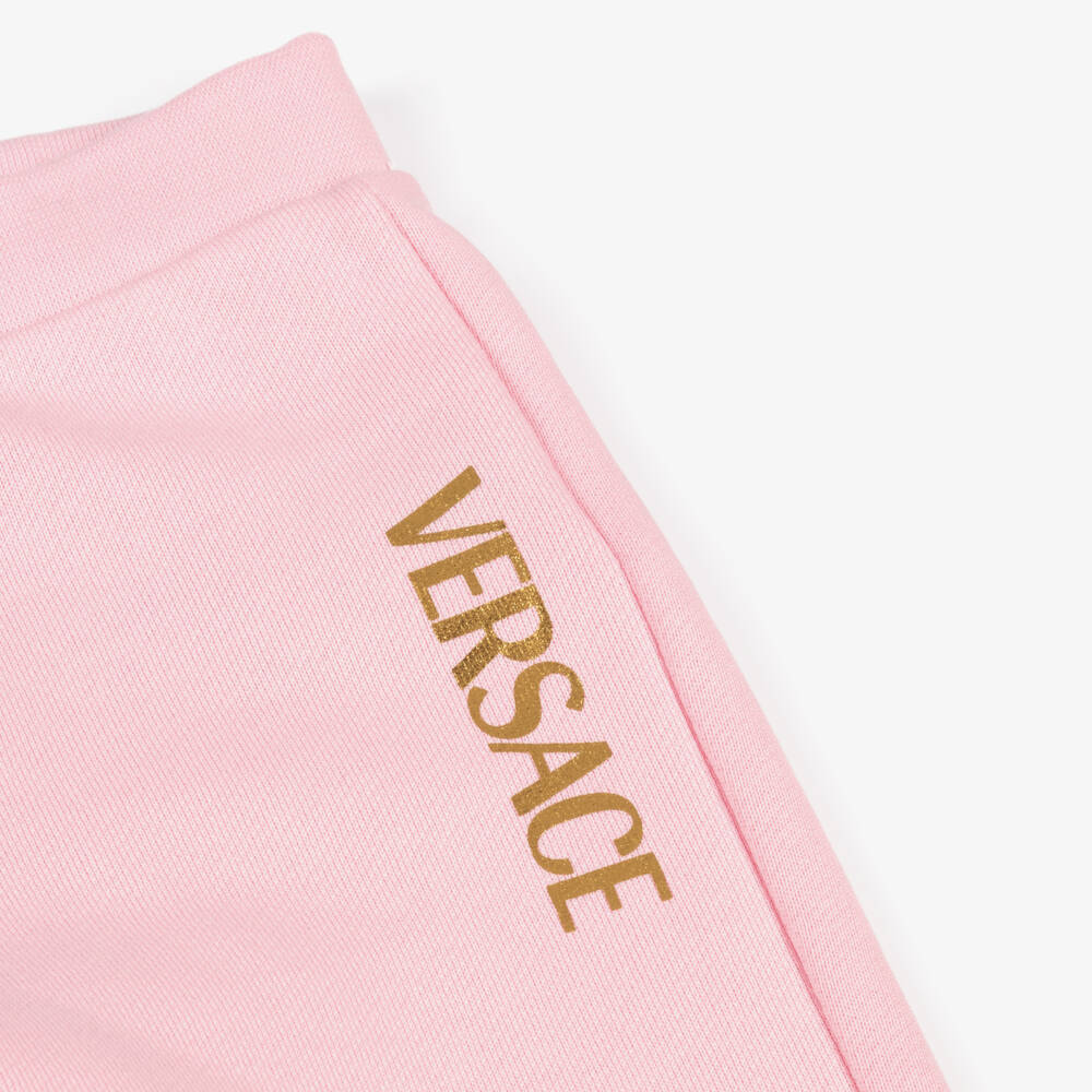 Versace-Girls Rosy Cotton Bell-Bottom Trousers | Childrensalon Outlet