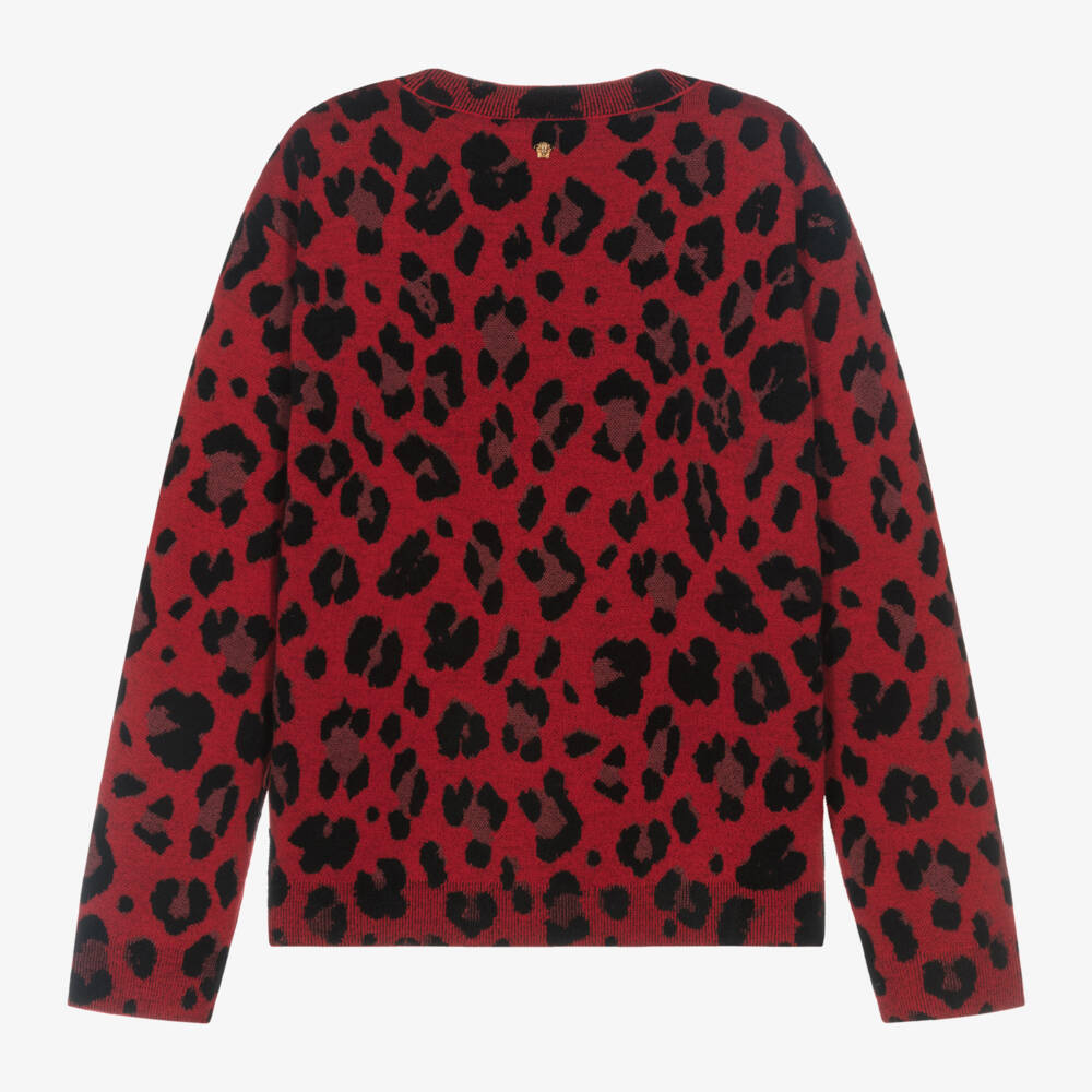 Versace-Girls Scarlet Leopard Wool Jumper | Childrensalon Outlet