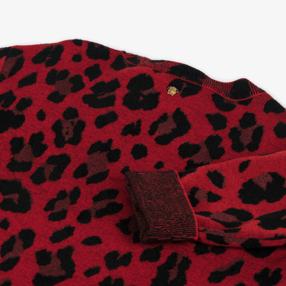 Versace-Girls Scarlet Leopard Wool Jumper | Childrensalon Outlet