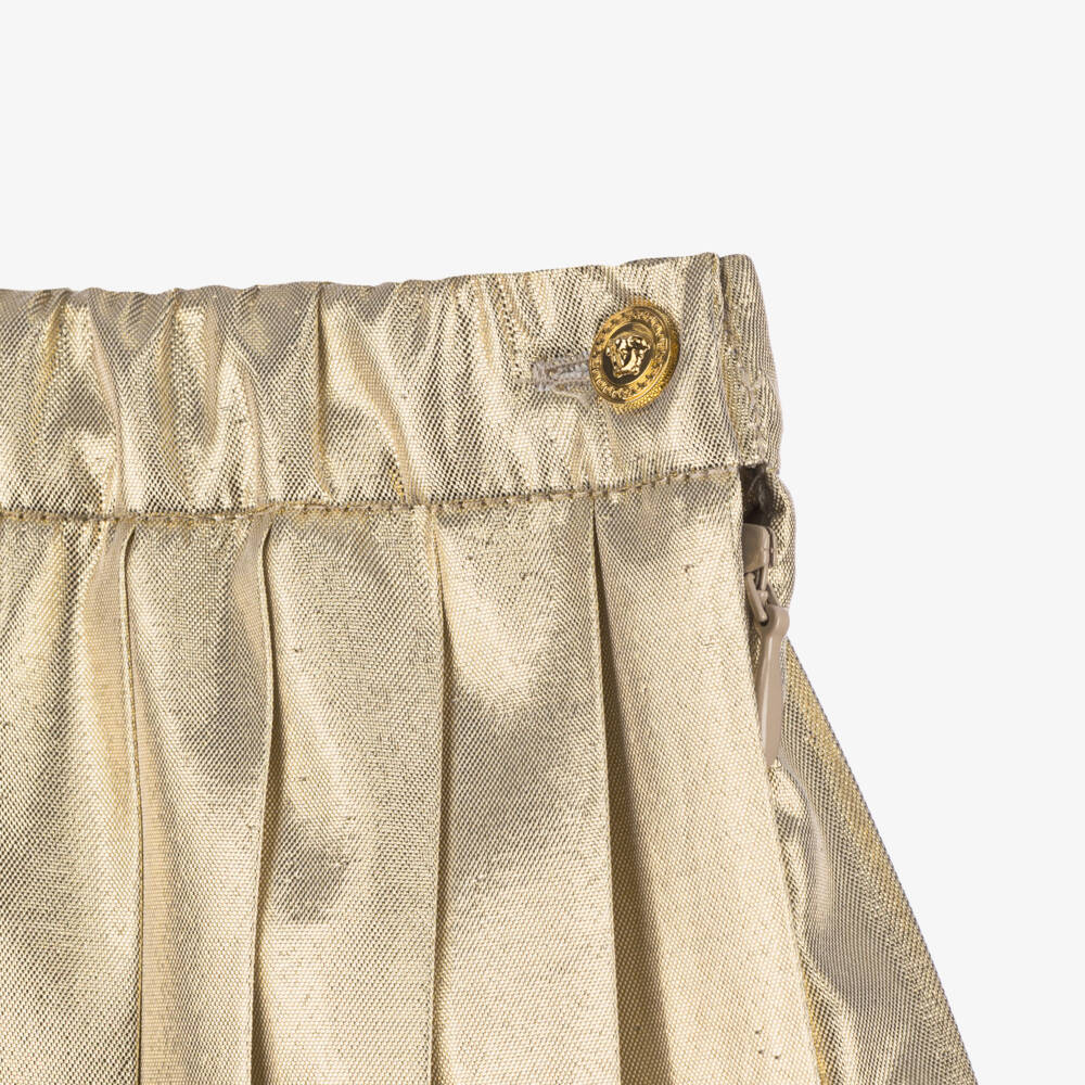 Versace-Girls Shimmering Gold Pleated Skirt | Childrensalon Outlet