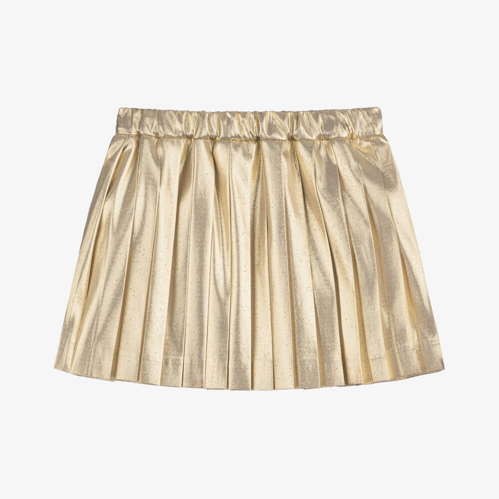 Versace-Girls Shimmering Gold Pleated Skirt | Childrensalon Outlet